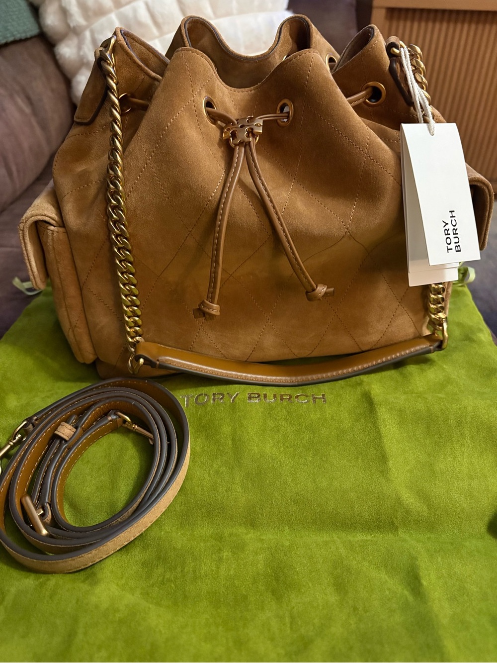 Tory Burch Charlie in Tan Suede NWT
